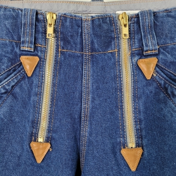 Krahe Zunft European Blue High Rise Double Front Zip Skinny Cargo Jeans Size W31 - Picture 3 of 10